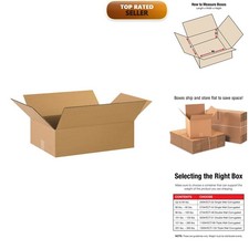 BOX USA 22146 Flat 22" x 14" x 6" Corrugated Cardboard Box 20-Pack