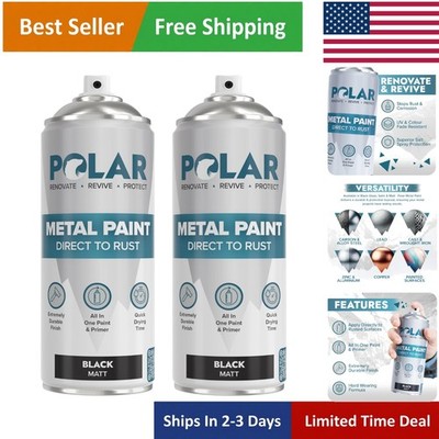 Polar Direct to Rust Spray Paint - Durable Matte Black for Indoor & Outdoor Use