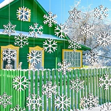 30 Pcs Large Winter Snowflake Ornaments Outdoor Big Christmas Hanging Decorat...