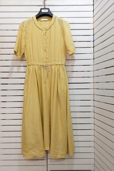 Women Fabiana Filippi Dress Yellow Linen 34