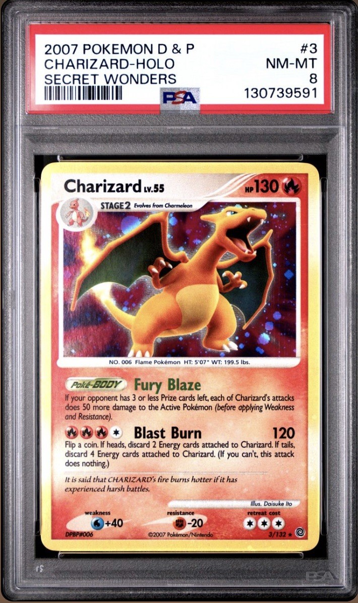 Charizard Secret Wonders #3 (2007) Holo Pokemon Graded PSA 8