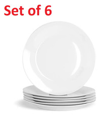 OFTAST Pure White Dinner Serving Plate Kitchen Crockery Set 25cm Plates Set of 6