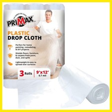 Clear Plastic Drop Cloth 9x12 ft 3 Pack ? Waterproof Painters Plastic Sheetin...