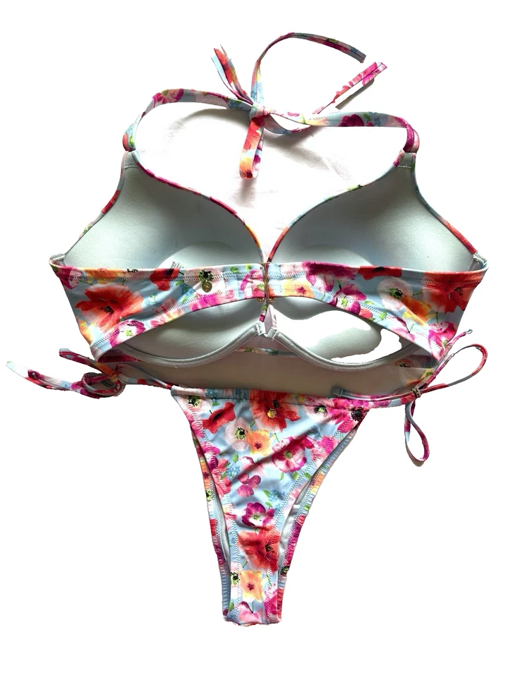 Victoria's Secret Push-up-Bikini-Set Bombshell Größe 38 D blau Blüten 2 Cups hinzufügen - Bild 4 von 4