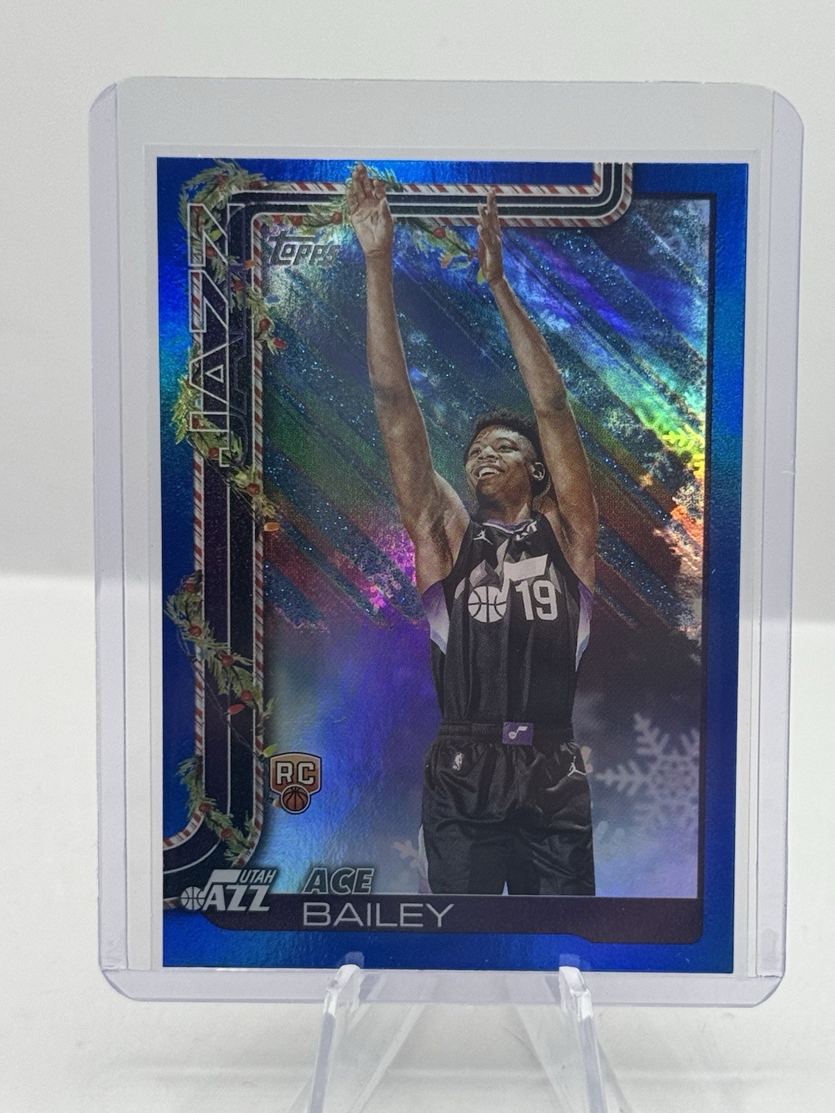 Ace Bailey Blue Metallic Glitter RC 2025-26 Topps Holiday H165 Utah Jazz
