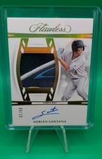Adrian Santana 2025 Panini Flawless RC Gold Patch Auto /10 Tampa Bay Rays