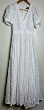 Polo Ralph Lauren Long White Dress Size 0 Short Sleeves 100 cotton Eyelet Maxi