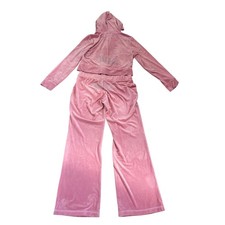 Juicy Couture Tracksuit Women XL Pink Velour Rhinestone Y2K Hoodie Pants Set