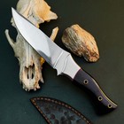 9.8" D2 Camping Knife Full Tang Resin Handle Fixed Outdoor Blade Leather Sheath — photo 5