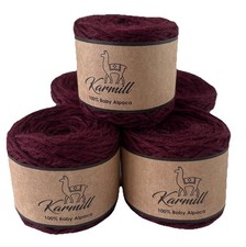 Alpaca Wool Skeins 100 Baby Alpaca Yarn DK Weight Lot of 5 Aubergine 4718