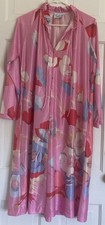 Vintage Small S Travel-Lite Floral Gown Caftan Lounger Zip Front Robe Mumu