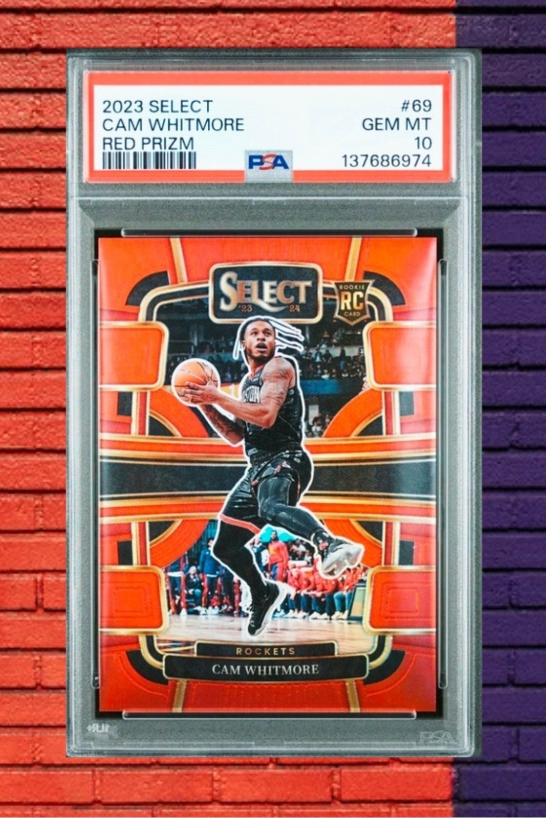 2023-24 Panini Select Cam Whitmore Red Prizm #69 Concourse /199 Rockets