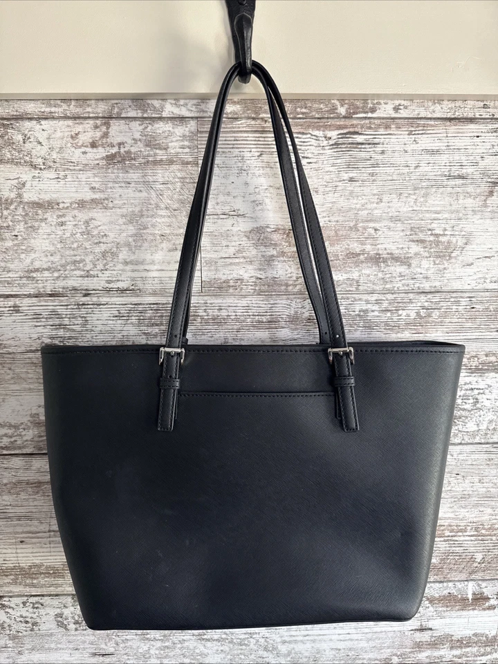 Bolso de Mano Michael Kors Jet Set Viaje Negro Blanco Gris Rayas Grande Foto 2 de 4