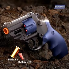 Soft Bullet Revolver Toy Gun Shell Ejecting Pistol 20 Foam Darts 6 Shells Kids