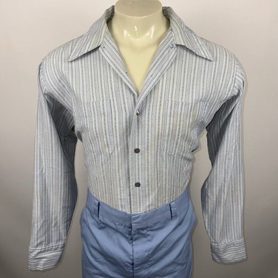 Vtg 60s 70s Button Shirt Disco Collar Dazed & Confused Hippie Mens XL Big 1X 36''