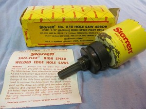 STARRETT A10 HOLE SAW ARBOR WITH 1/4" HIGH SPEED PILOT DRILL 56615
