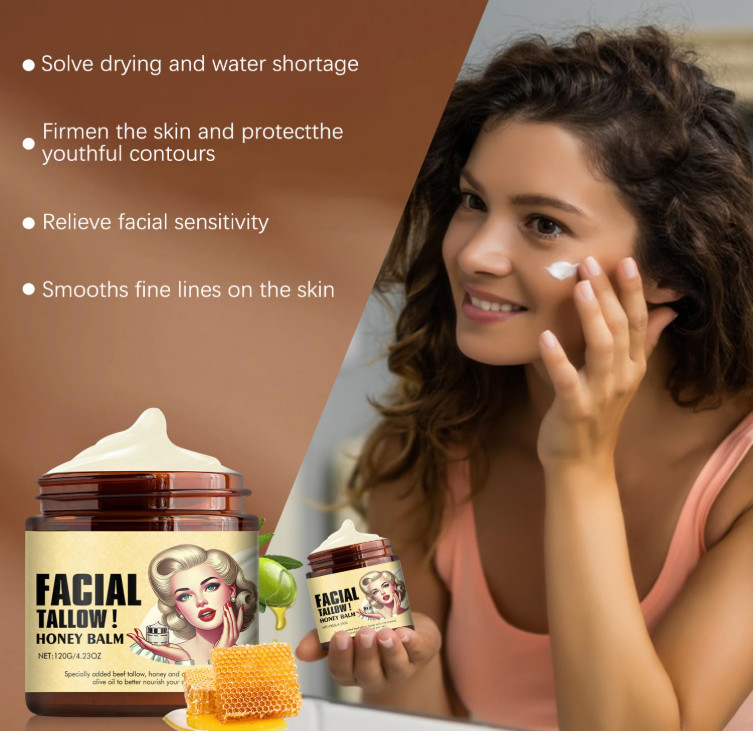 Whipped Beef Tallow and Honey Balm, Grass Fed Grass Finished Face Cream, Whip...