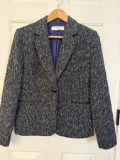 Tahari Arthur Levin Womens Black Purple Tweed Blazer Size 10 Career Office