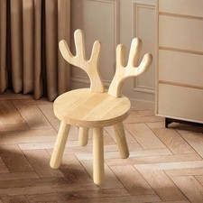 Kids Chair Step Stool Wood Stool Deer Antlers Design for Boys Girls Sitting