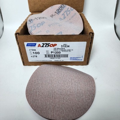 100x Norton 31534 Hook-and-Loop Sanding Disc, 5'' P1200 Grit A275