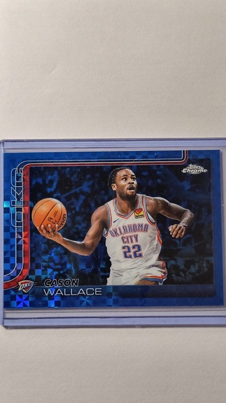 2025-26 Topps Chrome Cason Wallace #191 Blue X-Fractor SP OKC Thunder