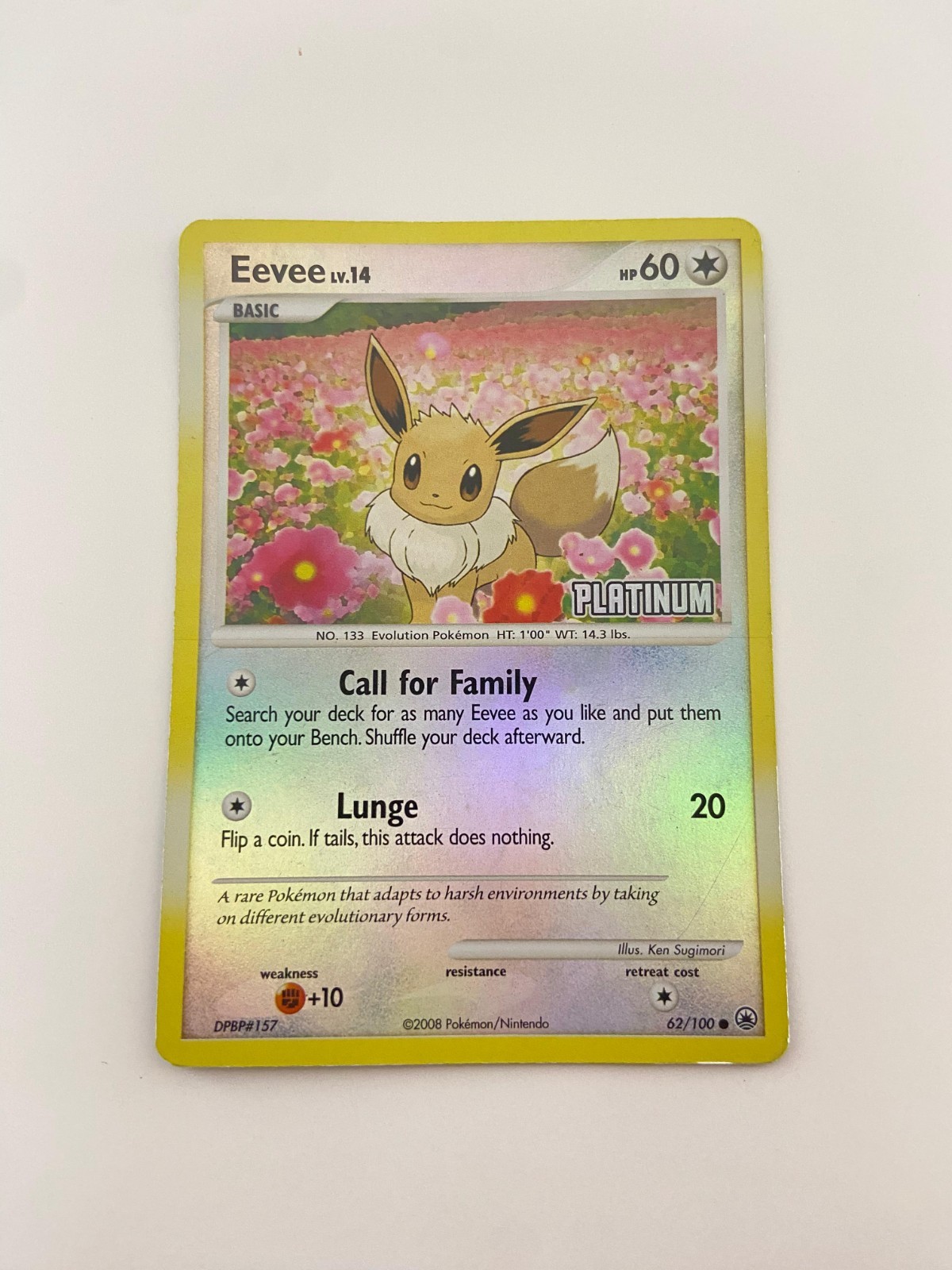 Pokemon - Eevee Platinum - 62/100 Burger King Promo Reverse Holo Lightly played