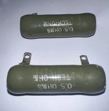 TECH OHMPower Wirewound Resistor 0.5   Ohms  25 Watt Fixed New Quantity of (2) ￼