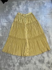 Women's Soft Surroundings Gold Tiered Button-Front Maxi Skirt M