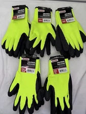 5 Pk. Tool Bench Harware Heavy Duty Latex Work Green Gloves, Grip Palm. New