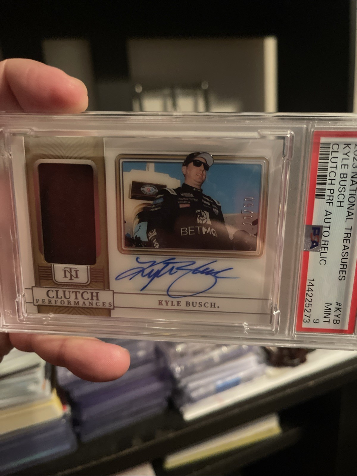 2023 NT Kyle Busch AUTO Driver WORN/USED PATCH 10/50 PSA 9 MINT .. ONLY 1 GRADED view 2