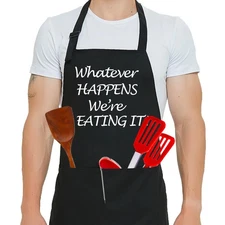Thick Durable Cotton Apron for Men Barbeque Grill Apron Whatever Happens We A...