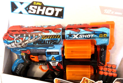 ZURU X-Shot Toy Gun SKINS Dart Blaster Apocolyse Boys 8 And Up Blue Orange NEW