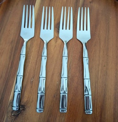 Lot of 4 Reed & Barton Royal Bamboo Rebacraft SALAD FORKS Stainless Japan 6 1/2''