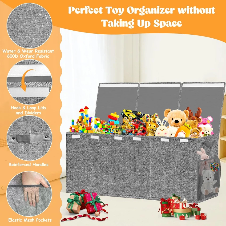 Extra Large Toy Box, Toys Chest for Toddlers with Lids, Collapsible Toy Storage  - Image 2 of 4