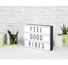 Mercury Merkury Mini LED Lightbox - 74 Letters & Icones Included- Color Black 