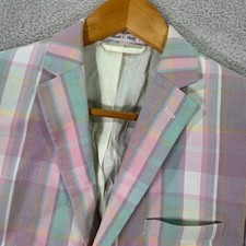Ralph Lauren Plaid Blazer Jacket Madras Plaid Cotton Kids Boys Size 18R Preppy