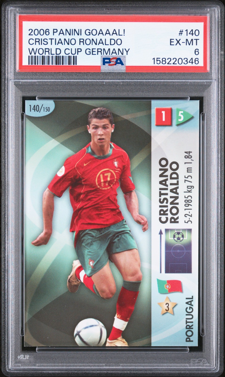 2006 PANINI GOAAAL! WORLD CUP GERMANY #140 CRISTIANO RONALDO PSA 6