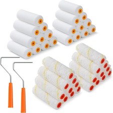 Paint Roller 4 Inch Kit, 40 Pack Mini Paint Roller Set with High Density Foam Pa