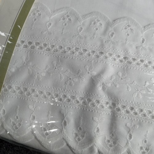 Vtg Wamsutta Supercale Plus King Sheet Set Beacon Hill White Lace USA Made New - Picture 8 of 10