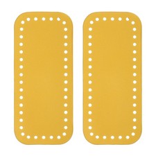 2PCS Bag Bottom for Crochet, 7 x 3" Leather Bag Base Knitting with Holes, Yellow