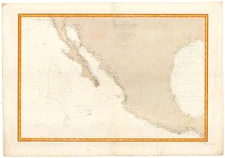1863 (1887) French Nautical Chart of Mexico, Texas, Baja, U.S. Civil War-era