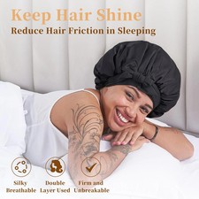 Silk Bonnet For Sleeping Women, Satin Hair Bonnet For Sleeping For Wavy Curly Na
