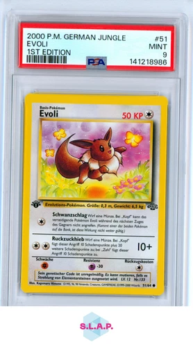 EEVEE 1ST EDITION POKEMON GERMAN JUNGLE 2000 51 PSA 9