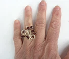 Big Vintage Sterling Silver 925 Garnet Modernist Swirl Ring Sz 6