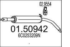 MTS Mittelschalldämpfer 01.50942 für VW POLO 5 6R1 6C1 SKODA FABIA 3 NJ3 SEAT 4