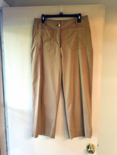 Nicole Miller New York Beige Dress Pants Ankle Length Flat Front Pockets Button
