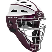 Rawlings 2-Tone Velo Softball Catchers Helmet-Adult-Maroon/White