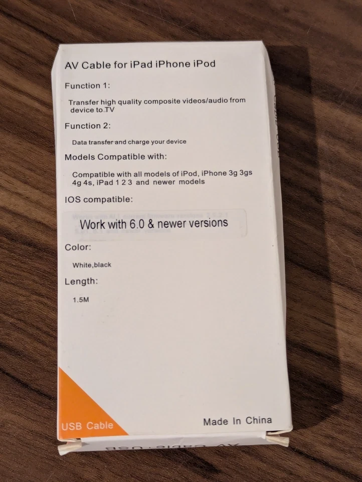 Composite AV cable for older Apple Devices / iPhone 3 4, iPad 1 2 3 - Image 2 of 2