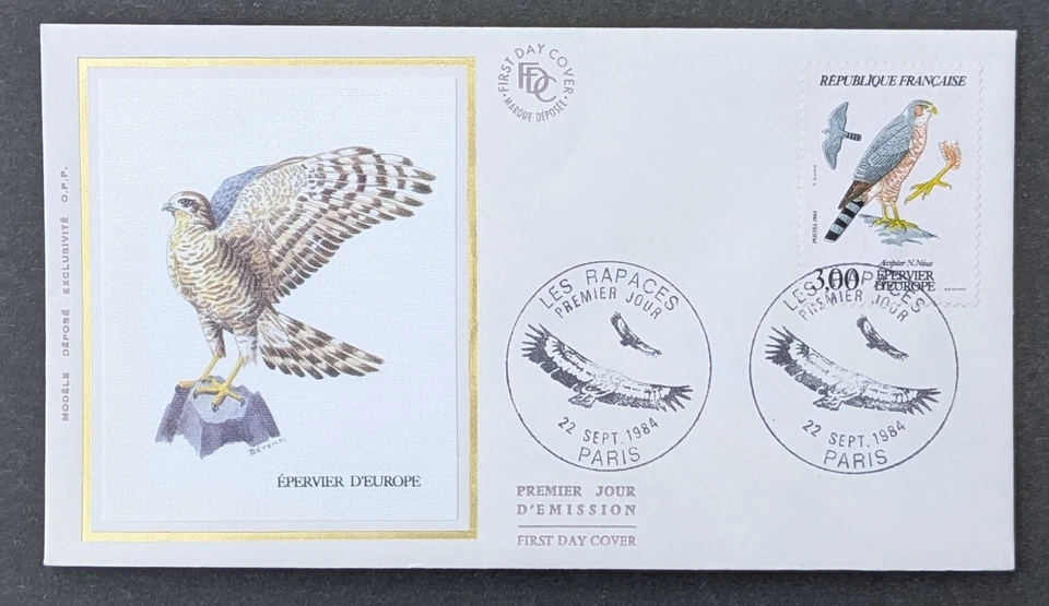 FRANCE 1984 FDC 1 JOUR TIMBRE 2339 EPERVIER D'EUROPE OISEAU RAPACE FAUNE - Photo 1/1