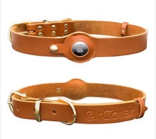 AirCollar Apple AirTag Natural Leather Pet Collar Medium Honey Brown New 71